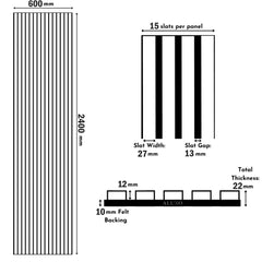White Marble Acoustic Slatted Wall Panel 60×240cm | Stylish, Durable & Soundproof | Solid Wall Panels UK