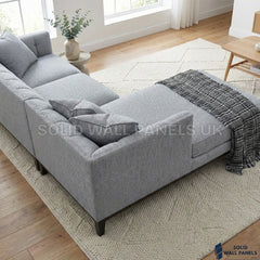 Cooper Bouclé Left Hand Facing Corner Sofa – Dolphin Grey | LHF Mid Century Modern Design
