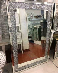 Crush Diamond Mirror – Rectangular Mirror with Crushed Diamond Frame | Solid Wall Panels