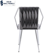 Daisy Stitched Velvet Backrest Dining Chair | Luxury Velvet & Metal