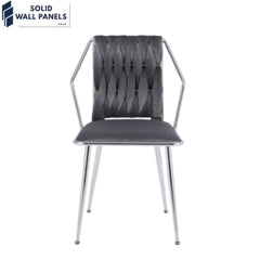 Daisy Stitched Velvet Backrest Dining Chair | Luxury Velvet & Metal