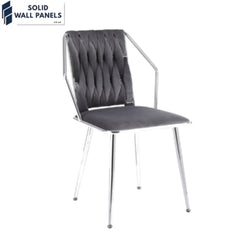 Daisy Stitched Velvet Backrest Dining Chair | Luxury Velvet & Metal
