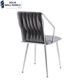 Daisy Stitched Velvet Backrest Dining Chair | Luxury Velvet & Metal