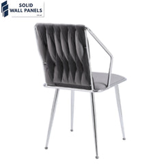 Daisy Stitched Velvet Backrest Dining Chair | Luxury Velvet & Metal