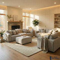 Dakota Sofa Range – Pebble Grey Bouclé Fabric | 4 Seater, 3 Seater, Armchair & Footstool Options