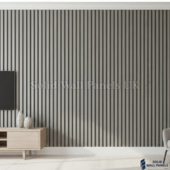 Dark Grey Slatted PVC Interior Wall Panels – Decorative Wood Effect Panelling 240cm (8 Panels per Pack)