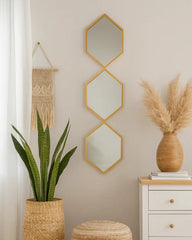 Decorative Hexagon Wall Mirror Set 25 x 110 cm | Fast UK Delivery