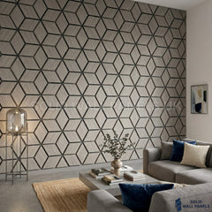 Decorative Acoustic Wall Panels Grey 240×60cm UK | Geometric Blocks Design