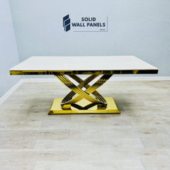 Elina Marble Dining Table – Luxury Black & Gold / Cream & Gold Design