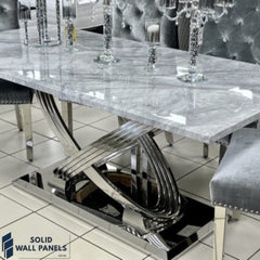 Elina Grey Marble Dining Table – 1.8m & 1.6m | Luxury Dining
