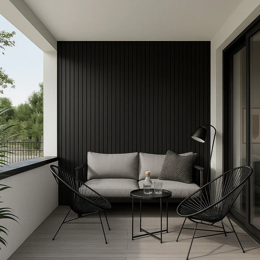 Exterior PVC Wall Panels - Black 180cm or 150cm (4 Pieces)