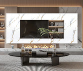 Luxury White Marble Media Wall Panels with Gold Veins – 60 x 240 cm