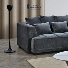 Gramercy 3 Seater Sofa – Steel Coloured Mermaid Fabric | Luxury Modern Design