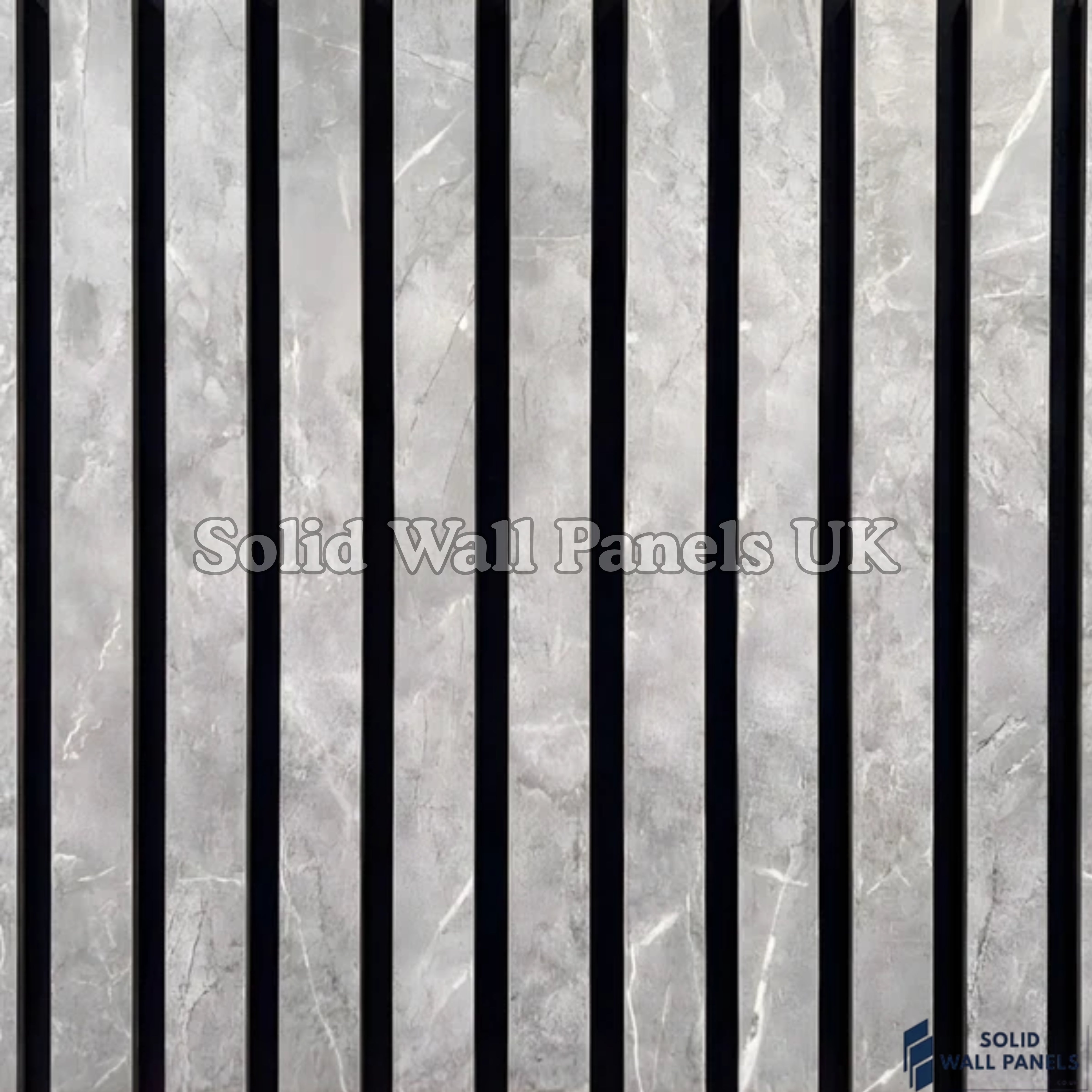 Grey Marble Acoustic Slatted Large Wall Panel – 60 × 280 cm | Solid Wall Panels UK