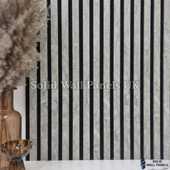 Grey Marble Acoustic Slatted Wall Panel 60×240cm | Stylish, Durable & Soundproof | Solid Wall Panels UK