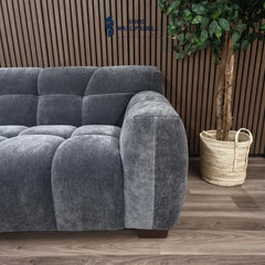 Harlem Sofa Range – Steel Velvet Fabric | 3 Seater, 2 Seater, Chair & Stool | Modern Luxury Design