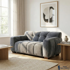 Harlem Sofa Range – Steel Velvet Fabric | 3 Seater, 2 Seater, Chair & Stool | Modern Luxury Design