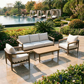 Hemera 5-Seater Lounge Set – Truffle Aluminium Garden Sofa Set with PS Wood Coffee Table
