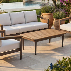 Hemera 5-Seater Lounge Set – Truffle Aluminium Garden Sofa Set with PS Wood Coffee Table