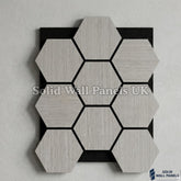 Hexagon Acoustic Wall Panels - Ash Grey (Set of 4) | Soundproof Wood Panels | Solid Wall Panels UK