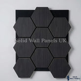 Hexagon Acoustic Wall Panels - Charcoal Black (Set of 4) | Soundproof Wood Panels | Solid Wall Panels UK