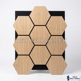 Hexagon Acoustic Wall Panels - Light Oak (Set of 4) | Soundproof Wood Panels | Solid Wall Panels UK