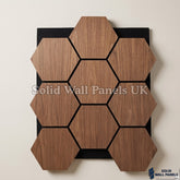 Hexagon Acoustic Wall Panels - Walnut (Set of 4) | Soundproof Wood Panels | Solid Wall Panels UK