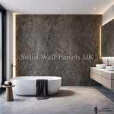 Kitchen & Bathroom PVC Wall Panels – Black & Gold Marble Effect (60 × 240 cm) | Solid Wall Panels UK