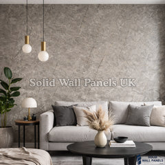 Kitchen & Bathroom PVC Wall Panels – Grey Marble Effect (60 × 240 cm) | Solid Wall Panels UK