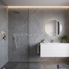 Kitchen & Bathroom PVC Wall Panels – Light Grey Marble Effect (60 × 240 cm) | Solid Wall Panels UK