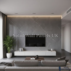 Kitchen & Bathroom PVC Wall Panels – Light Grey Marble Effect (60 × 240 cm) | Solid Wall Panels UK