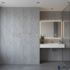 Kitchen & Bathroom PVC Wall Panels – Mix Grey Stone Effect (60 × 240 cm) | Solid Wall Panels UK