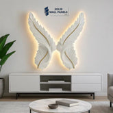 LED Wings Wall Art – 83x83cm | Illuminated White Wing Design | Solid Wall Panels