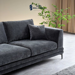 Lenox Sofa – Steel Grey Velvet | 3 Seater & 2 Seater | Mid-Century Modern Design