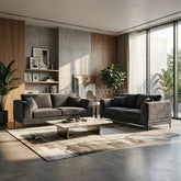 Lenox Sofa – Steel Grey Velvet 3 Seater & 2 Seater Sofa Set | Mid Century Modern Design