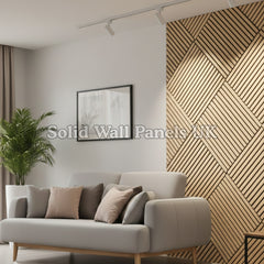 Square Acoustic Wood Wall Panels – Light Oak (60×60 cm, Set of 12) | Solid Wall Panels UK