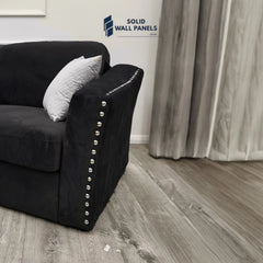 Lincoln Crushed Velvet 3 & 2 Seater Sofa With Scatter Back Cushions – Ebony Black