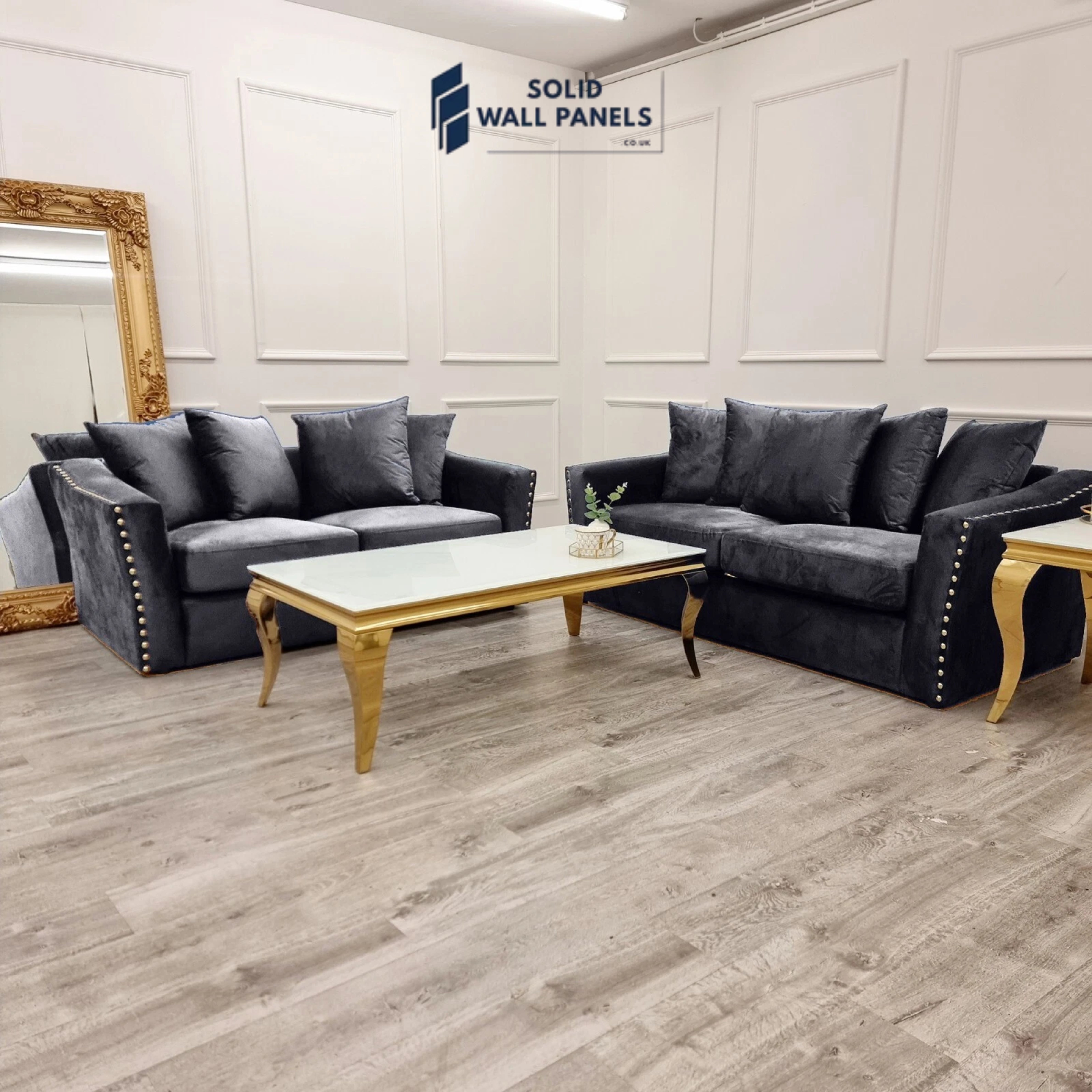 Lincoln Crushed Velvet 3 & 2 Seater Sofa With Scatter Back Cushions – Pebble Grey