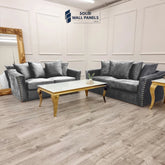 Lincoln Crushed Velvet 3 & 2 Seater Sofa With Scatter Back Cushions – Steel Grey