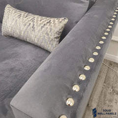 Lincoln Crushed Velvet 3 & 2 Seater Sofa With Scatter Back Cushions – Steel Grey