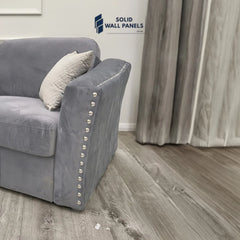 Lincoln Velvet 4 Seater Corner Sofa – Plush Silver | Chrome Stud Detail