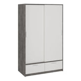 Line White & Concrete Sliding Door Wardrobe - Exclusive Interior