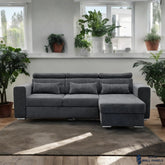 Luca Grey Corner Sofa Bed with Storage – Universal L Shape Sofa Bed UK