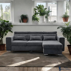 Luca Grey Corner Sofa Bed with Storage – Universal L Shape Sofa Bed UK