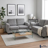 Lucy Grey Fabric Sofa Set – 3+2 Seater Compact Sofa | Soft Fabric Space Saving Modern Design