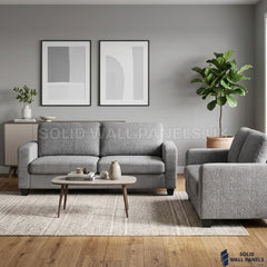 Lucy Grey Fabric Sofa Set – 3+2 Seater Compact Sofa | Soft Fabric Space Saving Modern Design