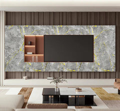 Luxury Grey Marble Media Wall Panels with Gold Veins – 60 x 240 cm