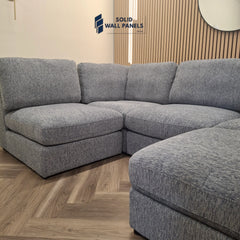 Madison 4+1 Seater U Shaped Modular Sofa – Blue Chenille Fabric | Includes Storage Footstool