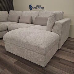 Madison 4+1 Seater U Shaped Modular Sofa – Light Grey Chenille | Includes Storage Footstool