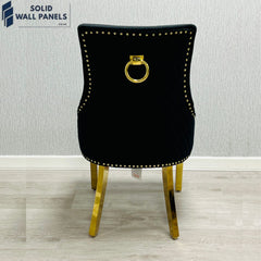 Majestic Gold Ring Knocker Dining Chairs Set of 2 – Luxury Chairs in Mink & Black